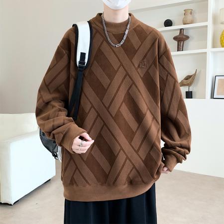 FA48664# 重磅大码双面奥粒绒立体剪花卫衣 男装批发