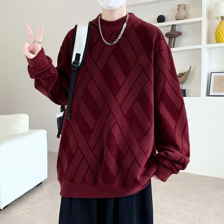 FA48664# 重磅大码双面奥粒绒立体剪花卫衣 男装批发