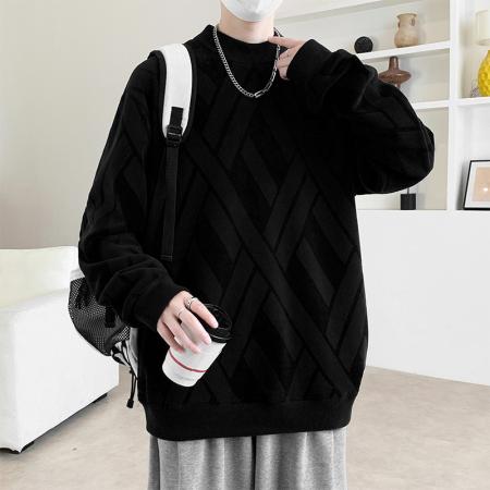 FA48664# 重磅大码双面奥粒绒立体剪花卫衣 男装批发