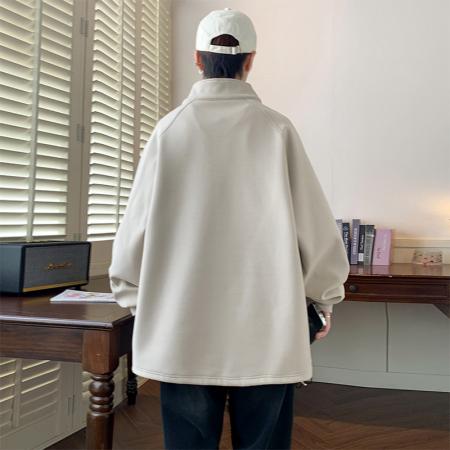 FA48665# 重磅大码高领半开胸拉链休闲卫衣 男装批发