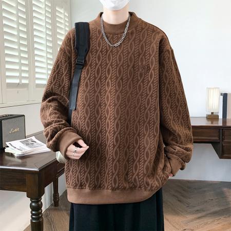 FA48666# 重磅大码双面奥粒绒立体剪花卫衣 男装批发