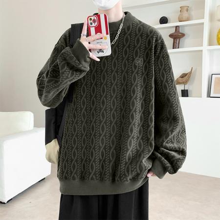 FA48666# 重磅大码双面奥粒绒立体剪花卫衣 男装批发