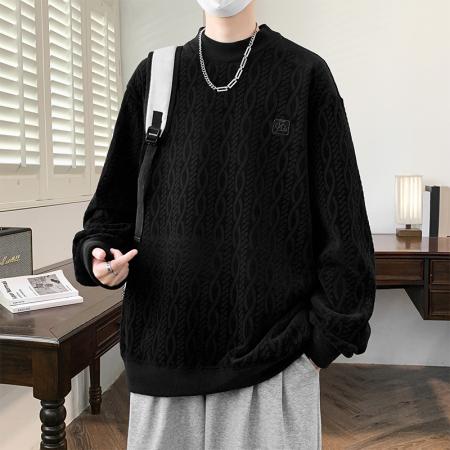 FA48666# 重磅大码双面奥粒绒立体剪花卫衣 男装批发