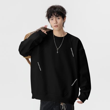 潮流大码迪桑罗纹设计感字母印花卫衣 男装批发