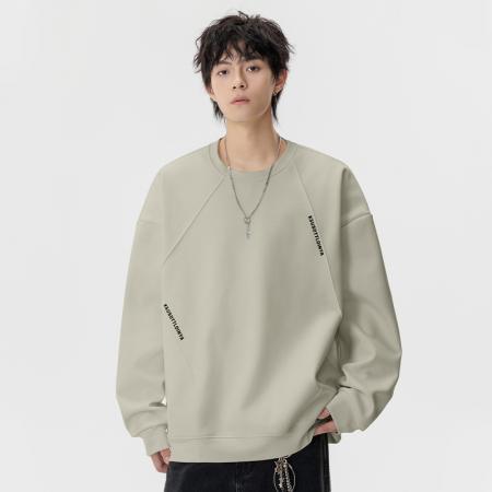 潮流大码迪桑罗纹设计感字母印花卫衣 男装批发