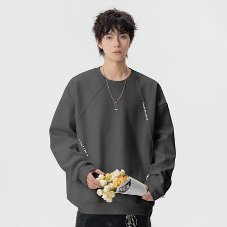 潮流大码迪桑罗纹设计感字母印花卫衣 男装批发