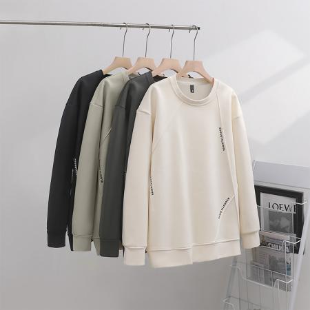 潮流大码迪桑罗纹设计感字母印花卫衣 男装批发