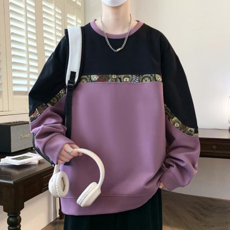 春秋大码日系公版小熊提花卫衣男宽松百搭休闲 男装批发