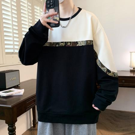 春秋大码日系公版小熊提花卫衣男宽松百搭休闲 男装批发