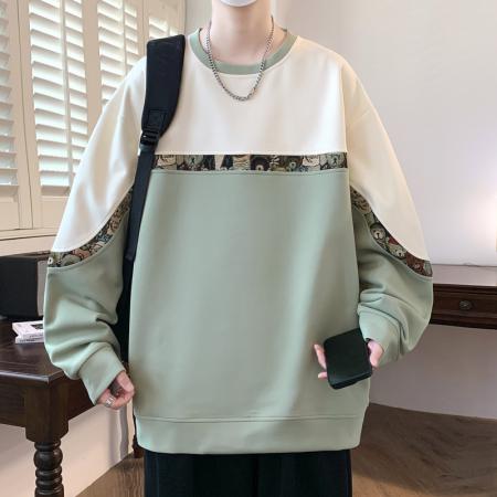 春秋大码日系公版小熊提花卫衣男宽松百搭休闲 男装批发