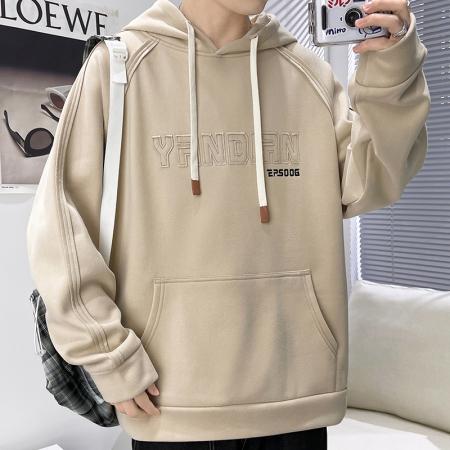 秋季重磅棉质连帽立体刺绣卫衣男美式复古国潮简约休闲高级感长袖上衣 男装批发