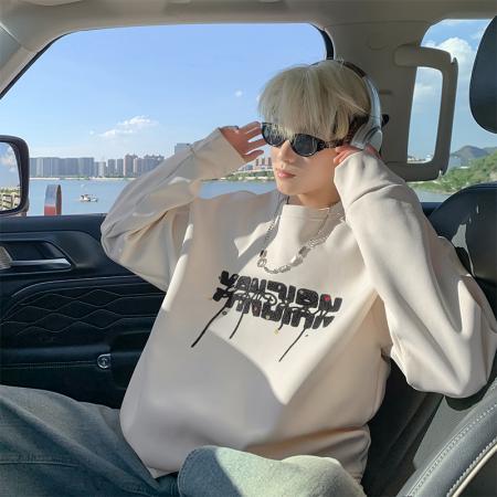 潮流大码迪桑罗纹字母毛巾绣花卫衣 男装批发