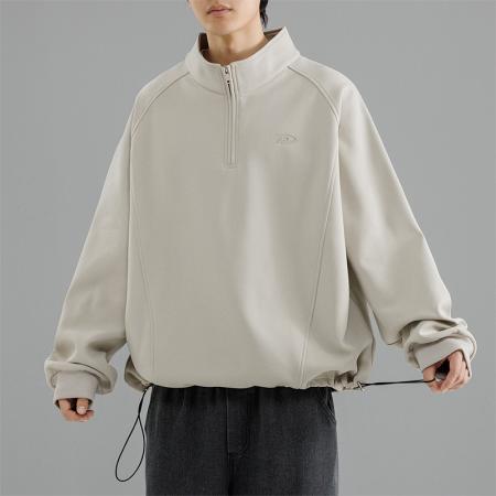 重磅大码高领半开胸拉链休闲卫衣 男装批发