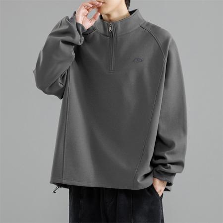 重磅大码高领半开胸拉链休闲卫衣 男装批发