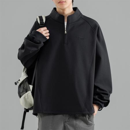 重磅大码高领半开胸拉链休闲卫衣 男装批发