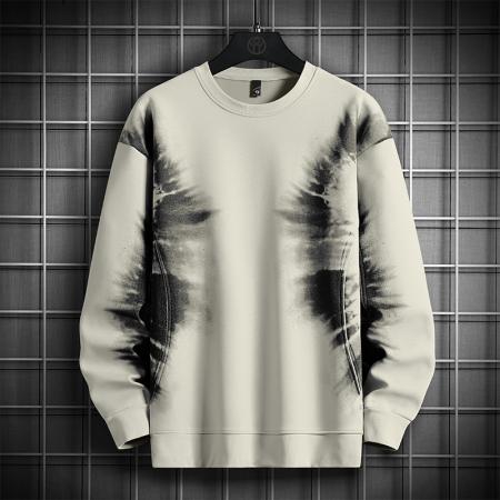 潮流大码迪桑罗纹设计感印花卫衣 男装批发