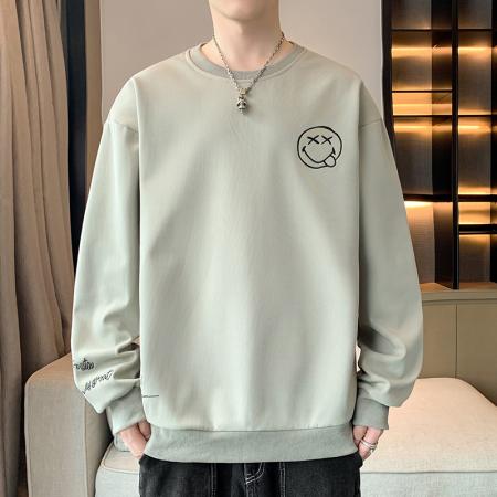 大码重磅笑脸绣花圆领卫衣男设计感小众 男装批发