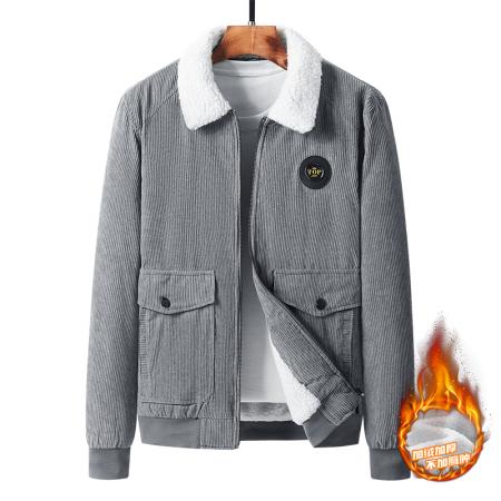 秋冬季中青年外套男羊羔绒加绒加厚灯芯绒工装时尚休闲宽松男士保暖棉衣 男装批发