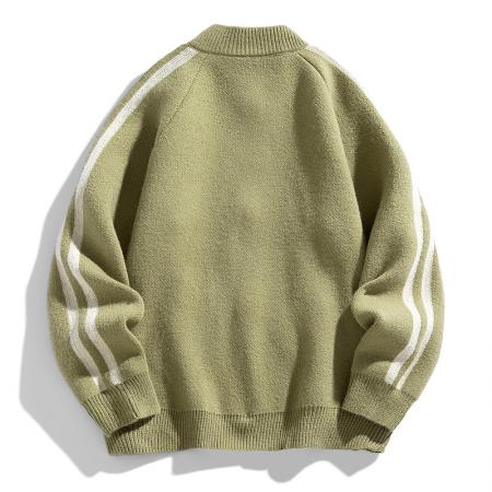 新款开衫毛衣男两条杠日系休闲夹克男经典毛衣外套男上衣秋冬棒球服 男装批发