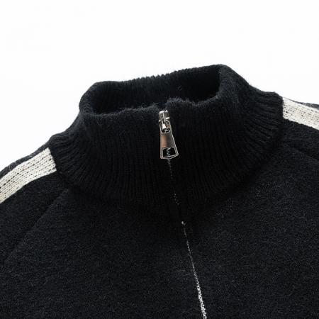 新款开衫毛衣男两条杠日系休闲夹克男经典毛衣外套男上衣秋冬棒球服 男装批发