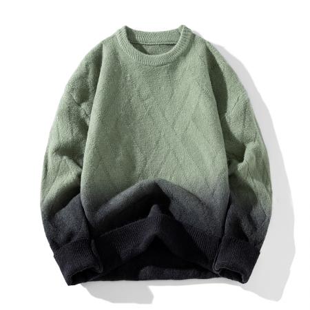 年毛衣男气质渐变色长袖针织打底衫秋冬季复古毛衣上衣新款浅花纹卫衣男 男装批发