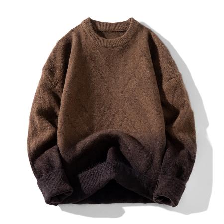 年毛衣男气质渐变色长袖针织打底衫秋冬季复古毛衣上衣新款浅花纹卫衣男 男装批发