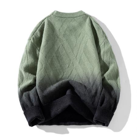 年毛衣男气质渐变色长袖针织打底衫秋冬季复古毛衣上衣新款浅花纹卫衣男 男装批发