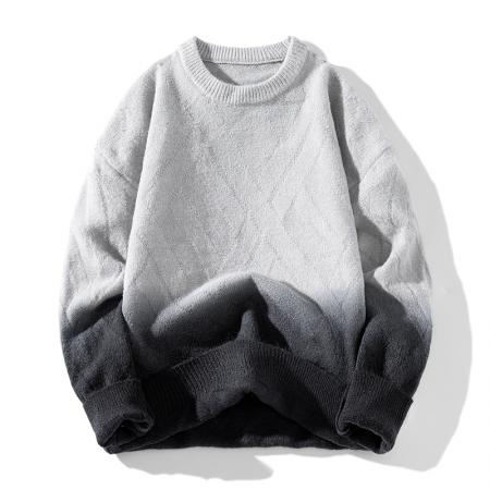 年毛衣男气质渐变色长袖针织打底衫秋冬季复古毛衣上衣新款浅花纹卫衣男 男装批发