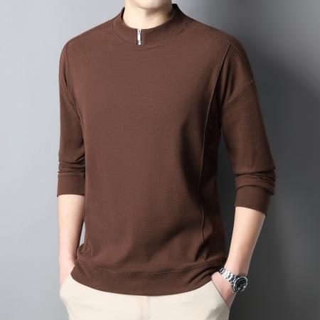 秋冬德绒长袖男士双面绒打底衫半高领磨毛百搭秋装上衣 男装批发