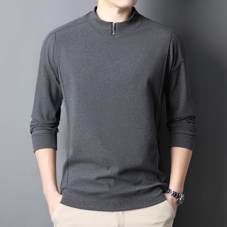 秋冬德绒长袖男士双面绒打底衫半高领磨毛百搭秋装上衣 男装批发