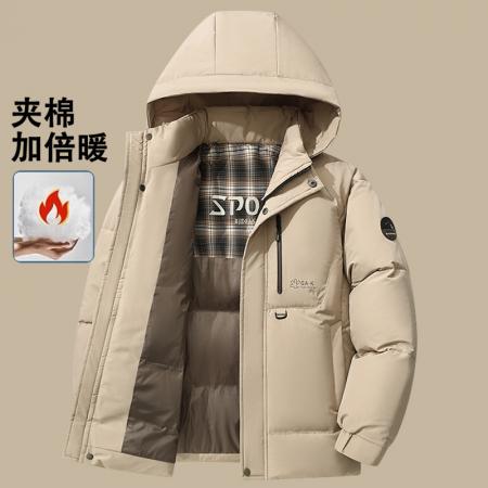 冬季时尚棉衣男士中商务休闲可拆卸连帽百搭冬装保暖上衣百搭防风加厚外套 男装批发