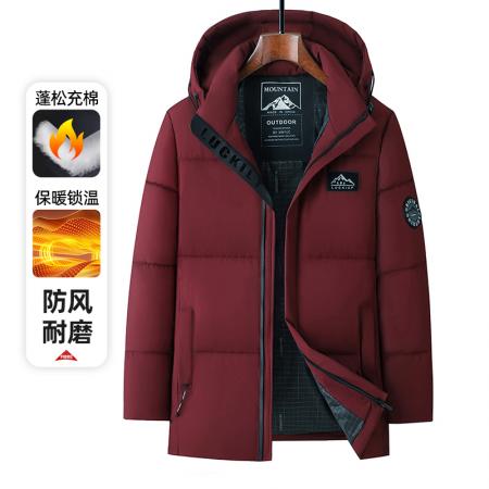 冬季新款跨境棉衣休闲时尚百搭保暖中长款棉服外套可拆卸帽 男装批发