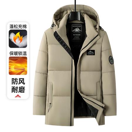 冬季新款跨境棉衣休闲时尚百搭保暖中长款棉服外套可拆卸帽 男装批发