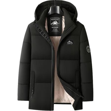 冬季新款跨境棉衣休闲时尚百搭保暖中长款棉服外套可拆卸帽 男装批发