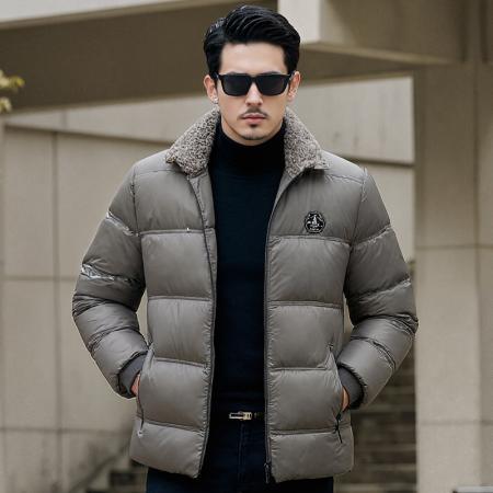 冬季新款翻领毛领棉衣外套保暖跨境亚马逊百搭开衫爸爸棉服 男装批发