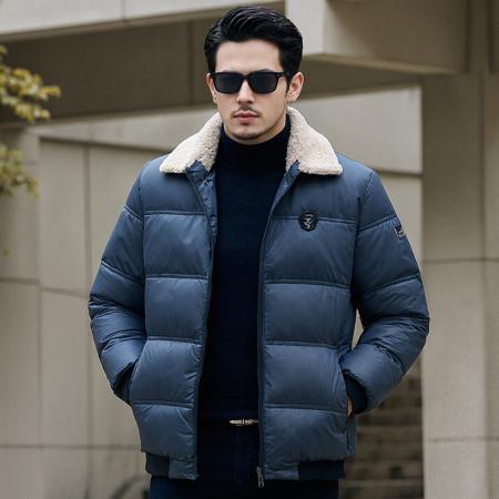 冬季新款翻领毛领棉衣外套保暖跨境亚马逊百搭开衫爸爸棉服 男装批发