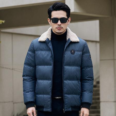 冬季新款翻领毛领棉衣外套保暖跨境亚马逊百搭开衫爸爸棉服 男装批发