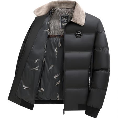 冬季新款翻领毛领棉衣外套保暖跨境亚马逊百搭开衫爸爸棉服 男装批发