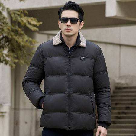 冬季新款翻领毛领棉衣外套保暖跨境亚马逊百搭开衫爸爸棉服 男装批发