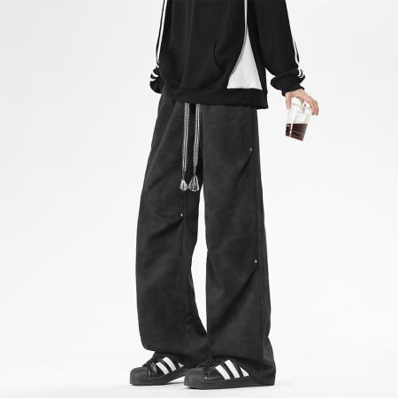 美式高街扎染脏脏裤男夏季新款宽松直筒大码阔腿裤男生休闲长裤子 男装批发