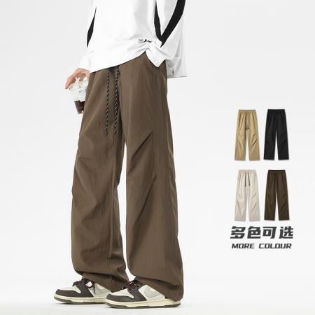 裤子男四季潮牌宽松工装裤ins百搭直筒运动伞兵裤抽绳冲锋休闲裤 男装批发