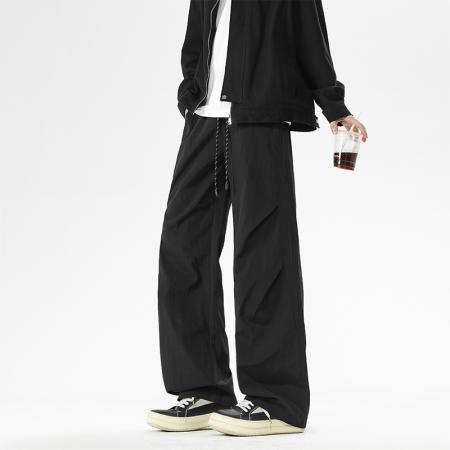 裤子男四季潮牌宽松工装裤ins百搭直筒运动伞兵裤抽绳冲锋休闲裤 男装批发