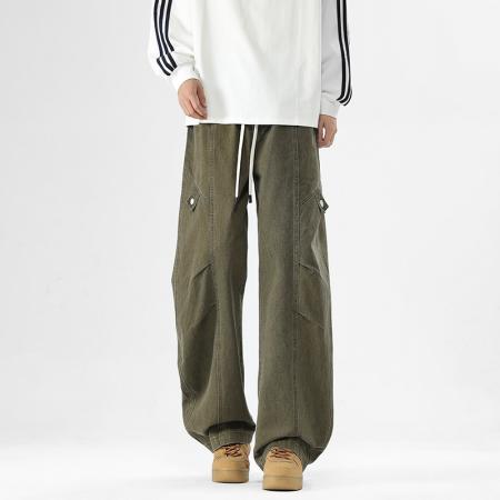 四季日系纯棉工装裤男美式高街宽松春秋长裤束脚卫裤运动休闲裤子 男装批发