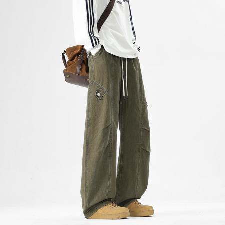 四季日系纯棉工装裤男美式高街宽松春秋长裤束脚卫裤运动休闲裤子 男装批发