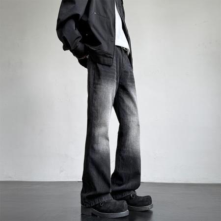 微喇洗水拖地牛仔裤纯色复古公版港风宽松直筒裤子工装休闲裤男女春装 男装批发