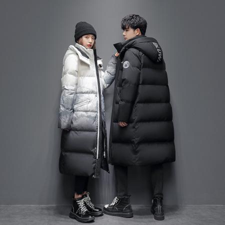 冬季爆款 长版过膝 羽绒服 时尚情侣服保暖潮牌休闲男女户外大 外套 男装批发
