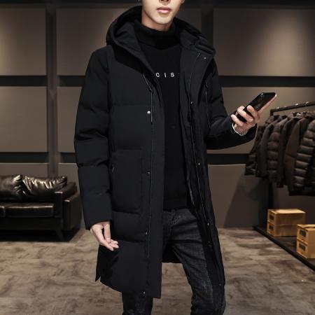 跨境大码M-8XL 秋冬中长款棉衣男大码韩版修身连帽棉服加厚保暖外套户外风衣 男装批发