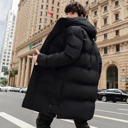 跨境大码M-8XL 秋冬中长款棉衣男大码韩版修身连帽棉服加厚保暖外套户外风衣 男装批发