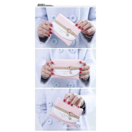 TJ2080# 小清新韩版短款女士钱包 搭扣pu皮纯色可爱小钱包卡包 手拿包