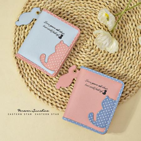 TJ2075# 东馨跨境新款外贸猫咪可爱大容量钱包多功能批发大量现货WALLET